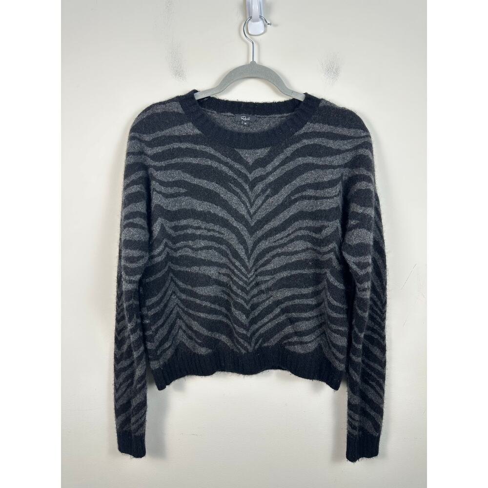 Rails Sweater Women XS‎ Gray Black Zebra Print Wool Cashmere Pullover Excellent